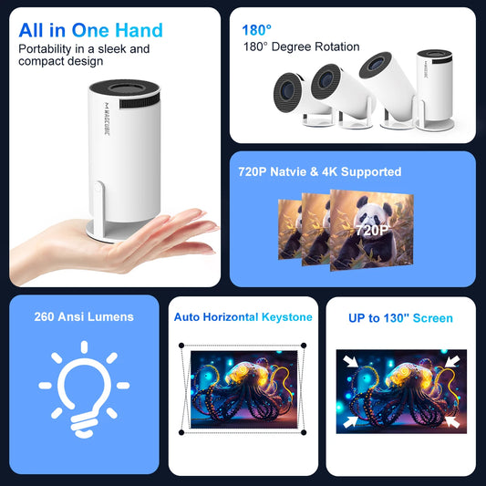 Projetor HY300 Pro 4K  1080P Android 11 Dual Wifi6 260ANSI Home Cinema